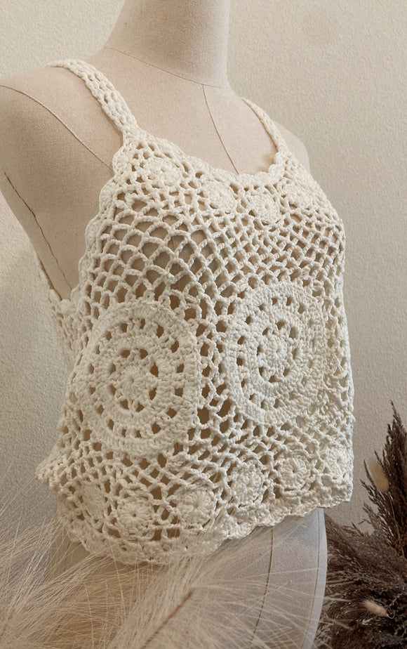 White Crochet Tank