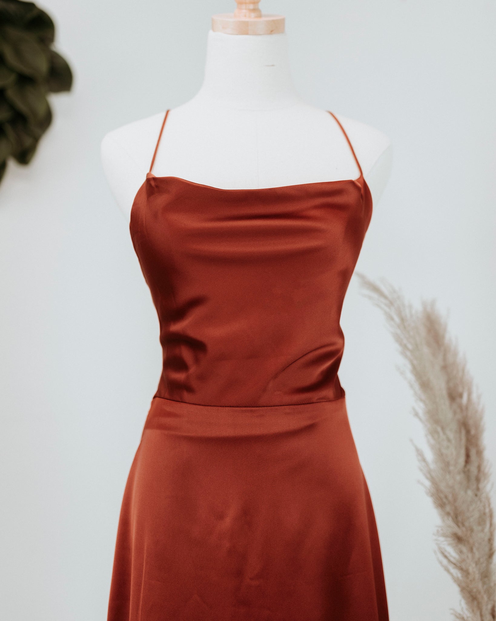 Rust Midi Satin Dress Jireh Clothing Rust Midi Satin Dress Jireh Clothing
